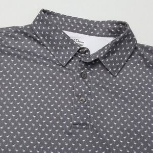 Straight Down Men's XL Gray Flamingo Print Performance Golf Polo Shirt
